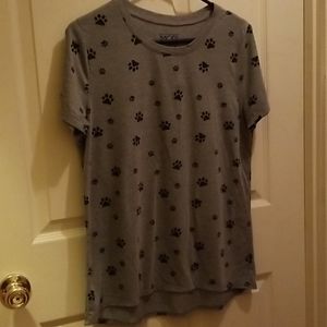 Grey T-shirt w/black paw prints